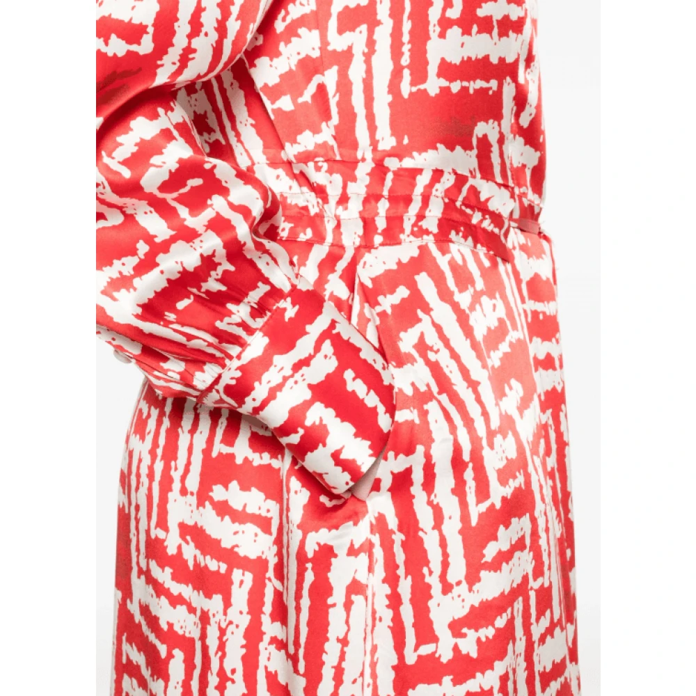 Kiton Rode Geometrische Maxi Jurk met Trekkoord Red Dames