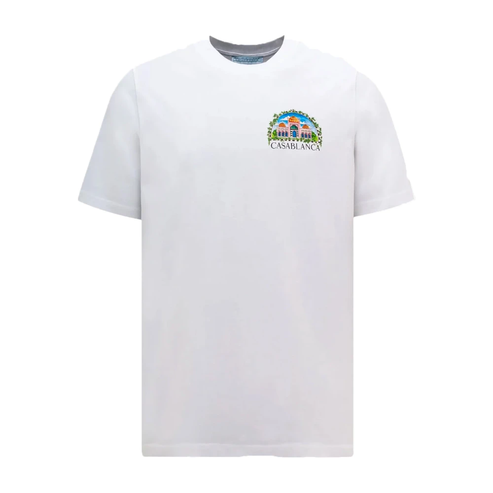 Casablanca Damas Tryckt T-shirt Vit White, Herr