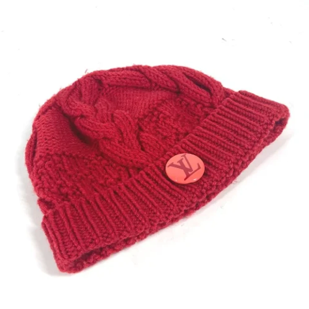 Louis Vuitton Vintage Pre-owned Wool hats Red Dames