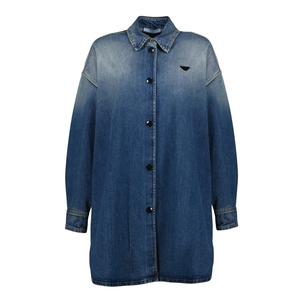 Prada Women's Blue Denim Shirt - Shirt Dresses - Xs - Dresses