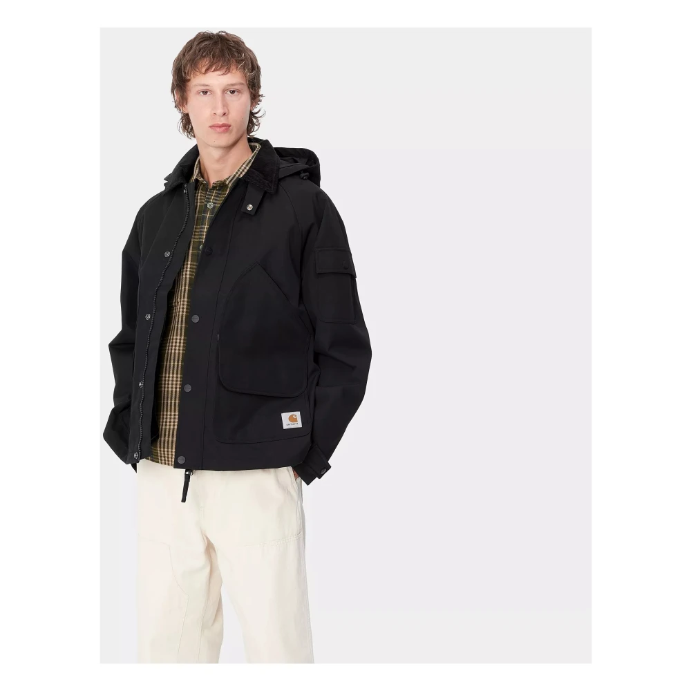 Carhartt WIP Nylon Canvas Jas met Capuchon Black Heren