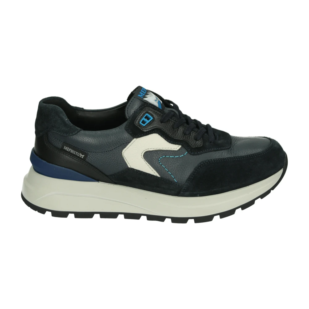 Mephisto Blauwe Vrijetijdsschoenen met Uitneembaar Voetbed Heren Schoenen