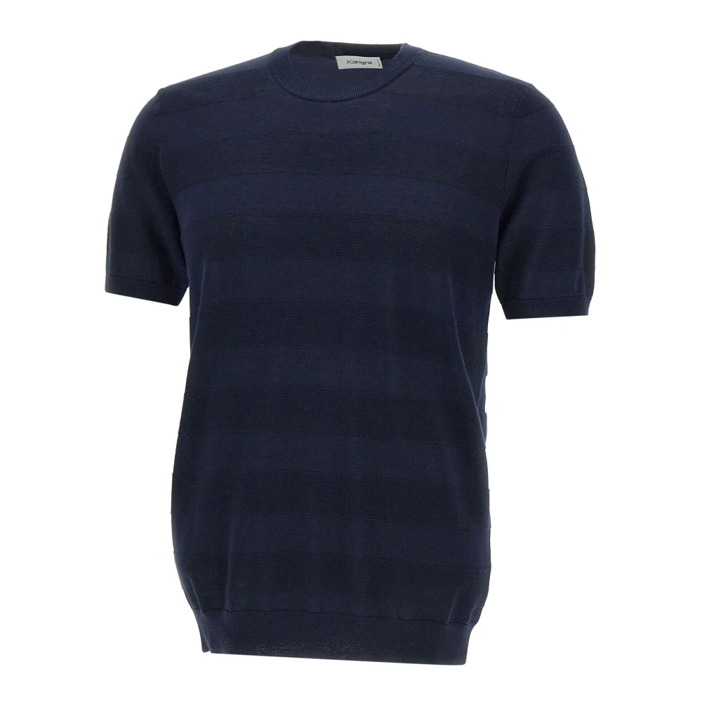 Kangra Men's Blue Extra-Fine Cotton Knit T-Shirt