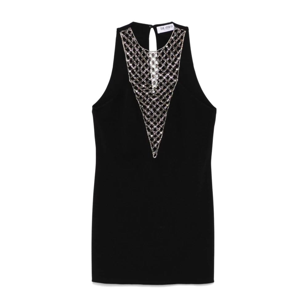 The Attico Zwarte Mouwloze Jurk met Sleutelgatdetail Black Dames