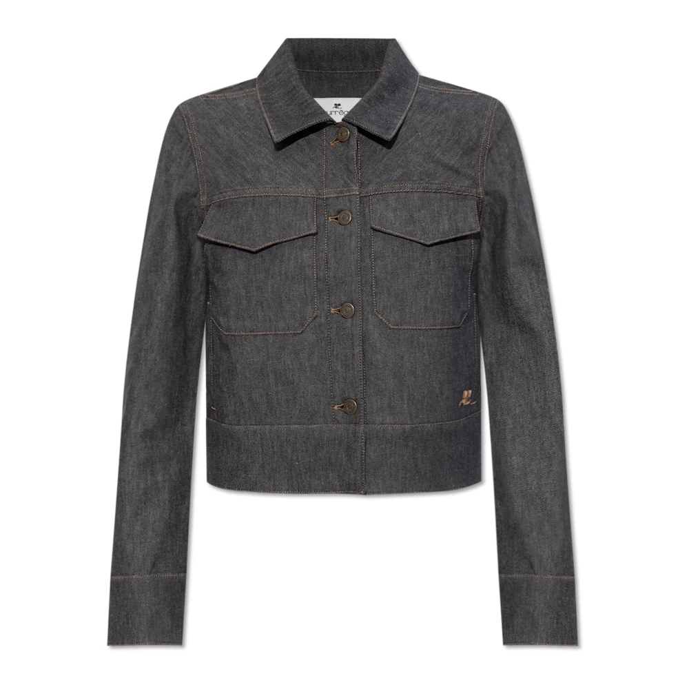 Courrèges Spijkerjasje met geborduurd logo Gray Dames