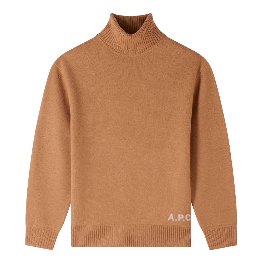A.p.c. Men's Brown Camel Wool Polo Jumper