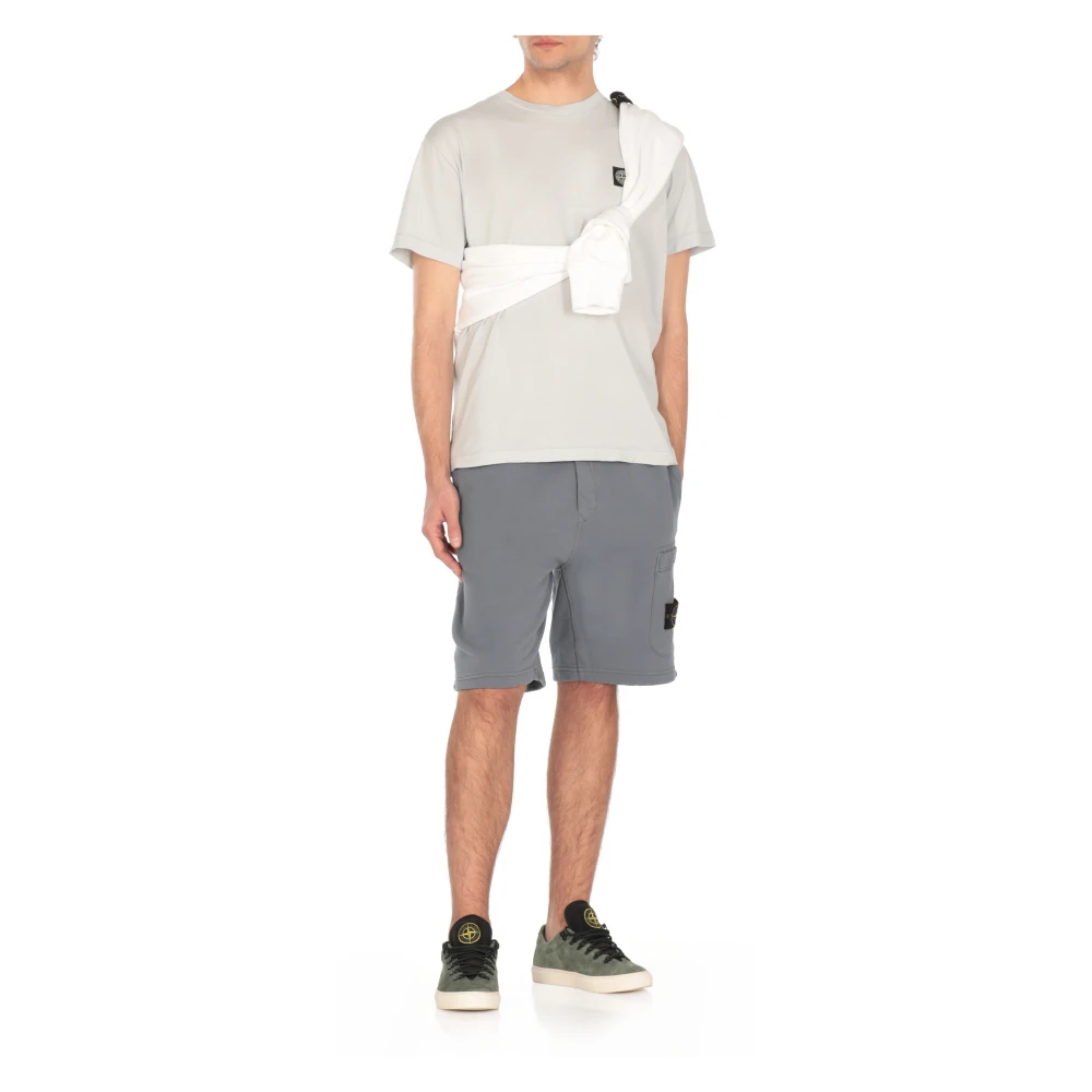 Stone Island Blauw Katoenen T-shirt met Logopatch Blue Heren