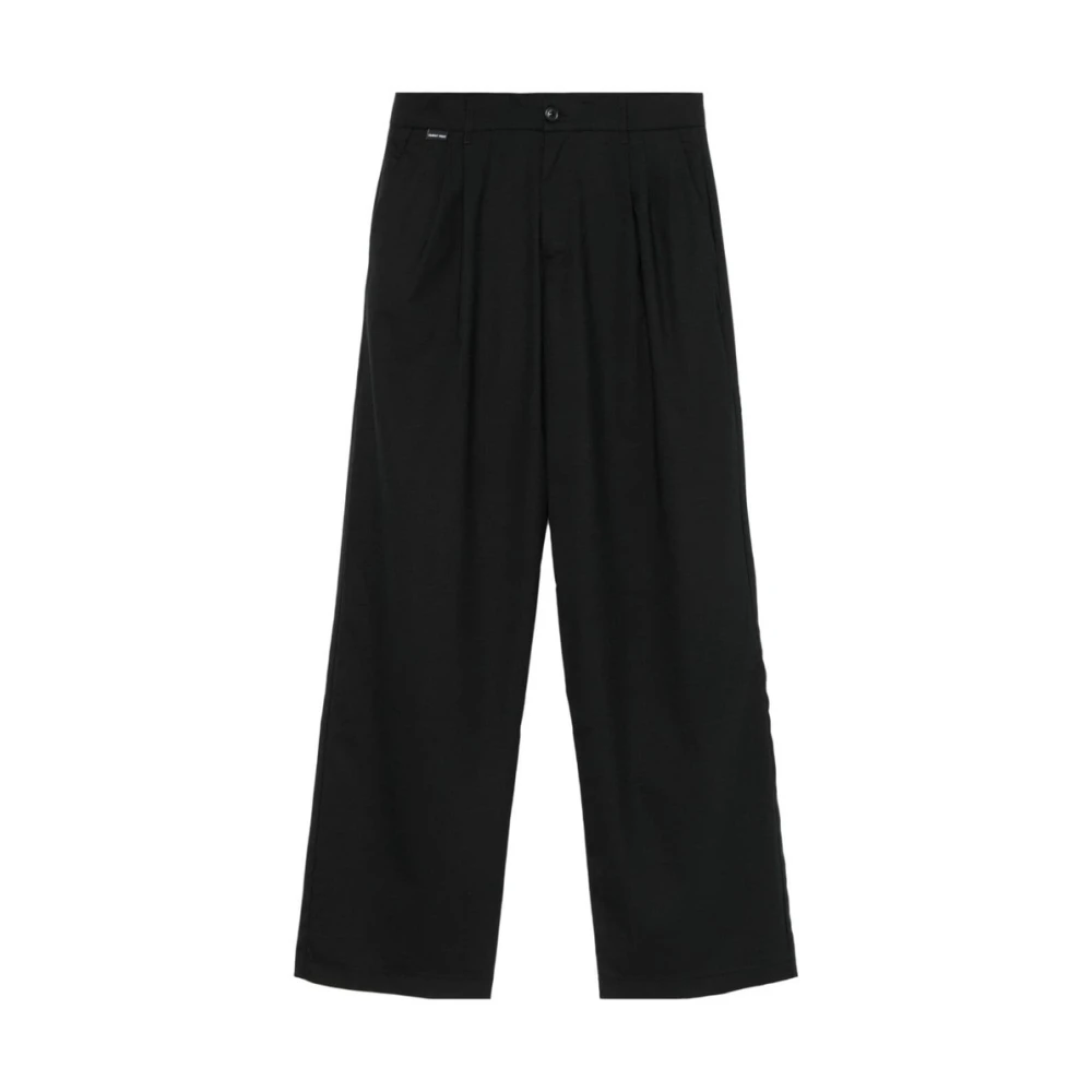 Family First Zwarte Interlock Weave Straight Leg Broek Black Heren