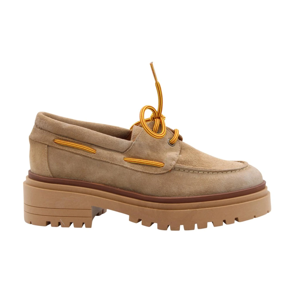 Ctwlk. Beige Classic Leather Moccasin Shoes - Female - Boat Shoes - 5 Uk - Shoes