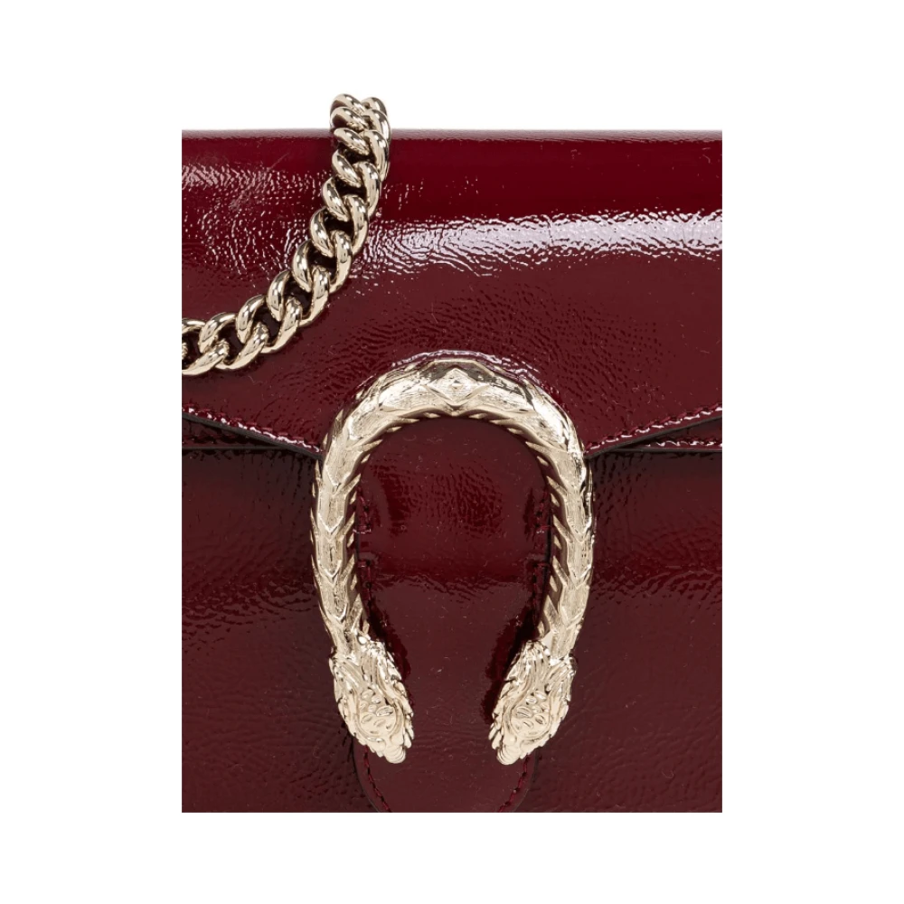 Gucci Bordeauxrode Leren Schoudertas met Tijgerkop Red Dames