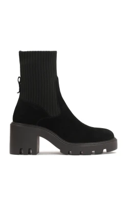Svarta Mocka Booties med Strumpa Överdel