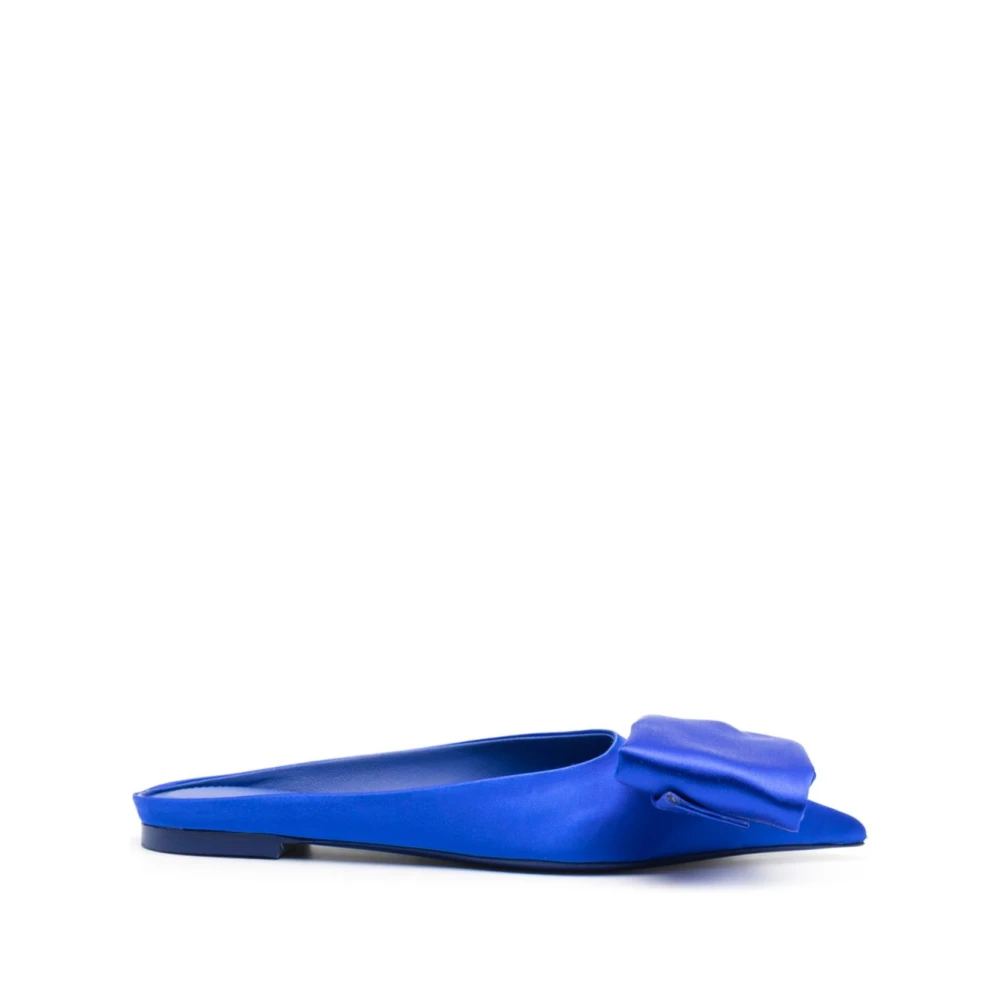 Ferragamo Women's Blue Mules, 3 Uk, Asymmetric Bow Satin Mules