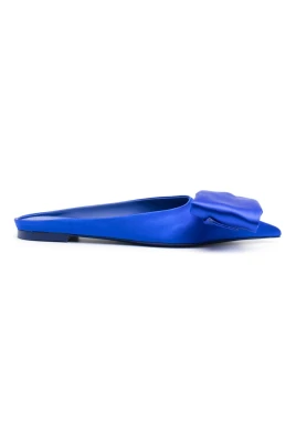 Asymmetric Bow Satin Mules