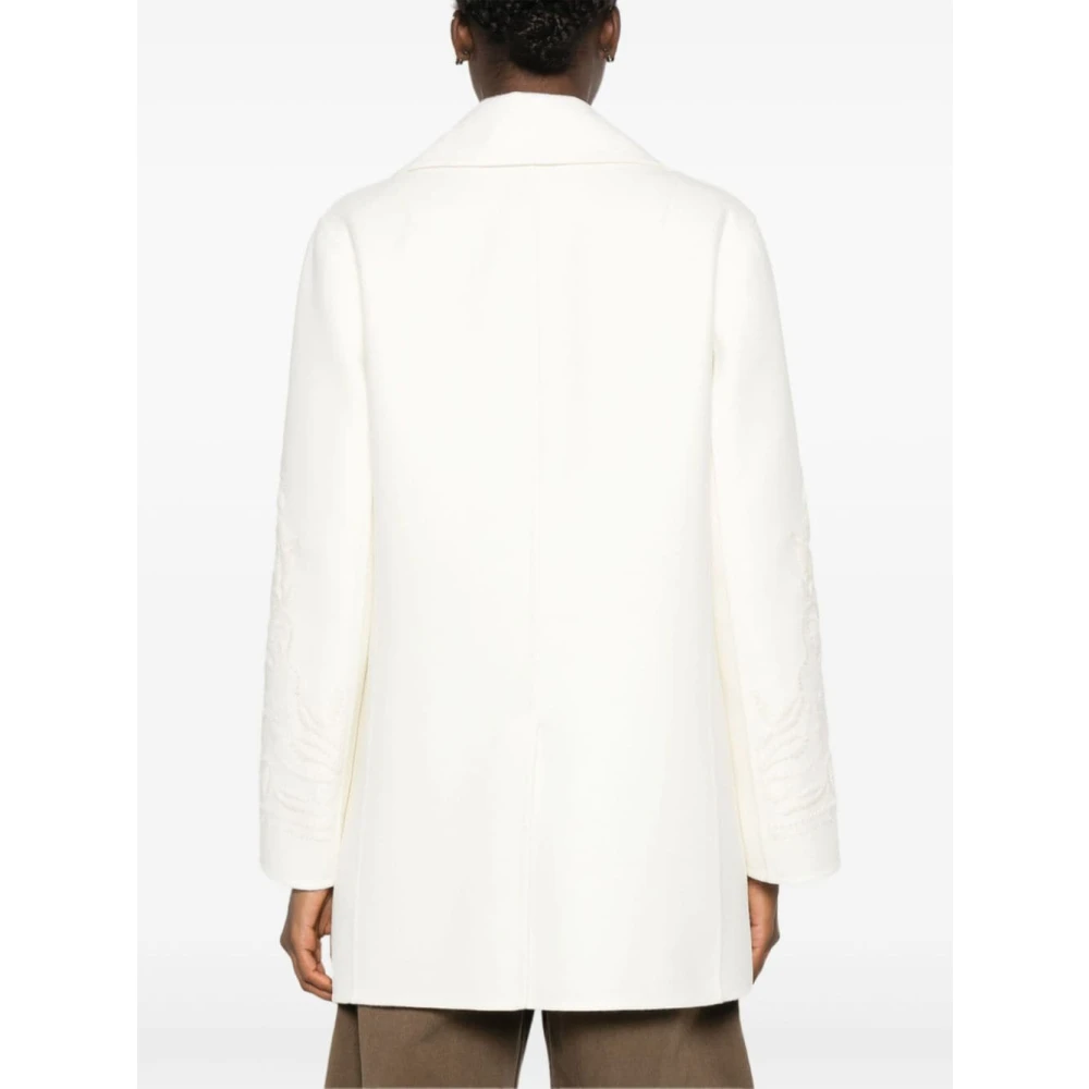 Ermanno Scervino Witte Wollen Jas Geborduurd Motief White Dames