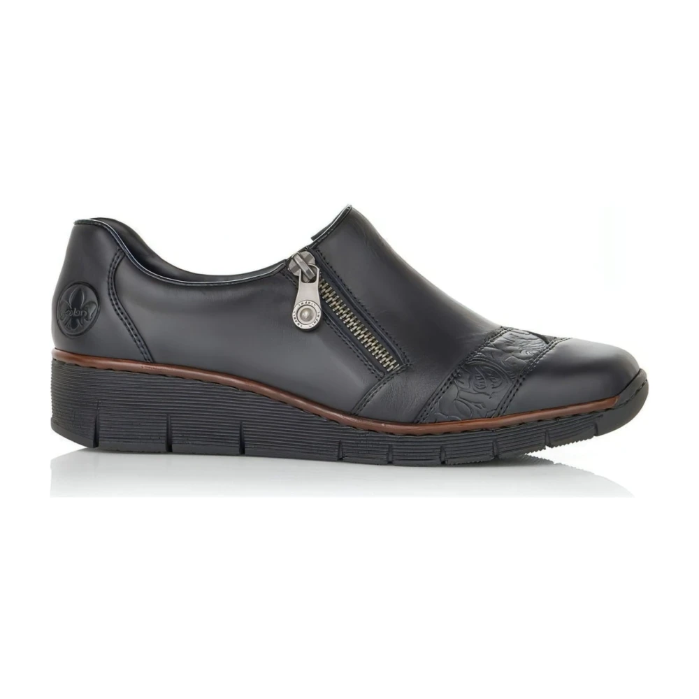 Rieker Women's Black Loafers, 4 Uk, Leather Loafers
