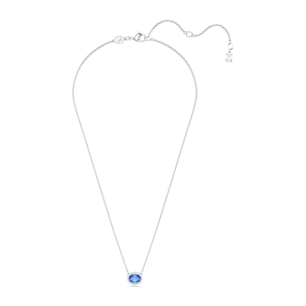 Swarovski Constella Pendant Necklace, Blue Oval Cut Centre Crystal with White Crystal Pavé, Rhodium Plated Chain, from the Constella Collection - Image 2