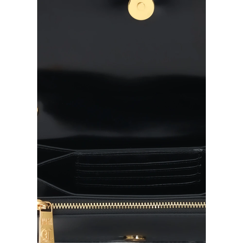 Just Cavalli Zwarte schoudertas met dierenprint sjaal Black Dames
