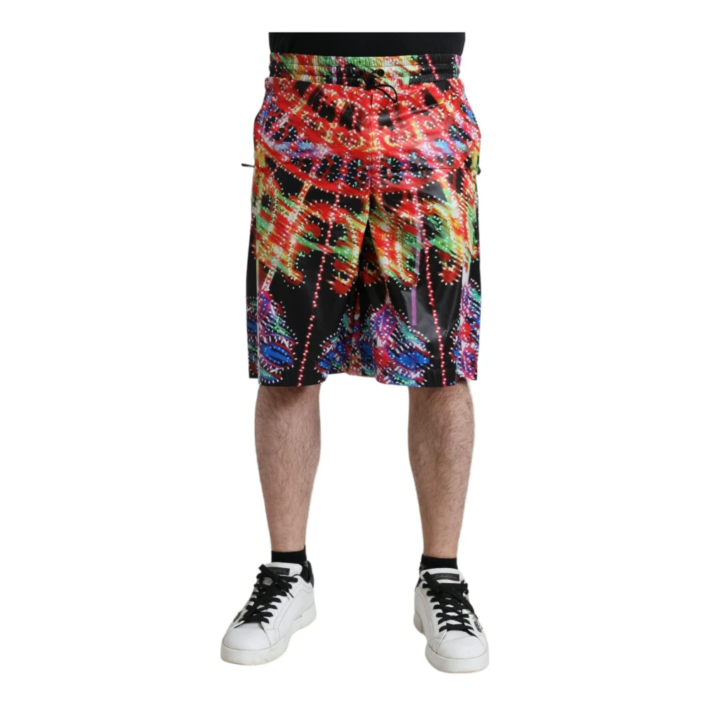 Dolce & Gabbana Men's Multicolor Bermudas, S, Luminarie Print Bermuda Shorts