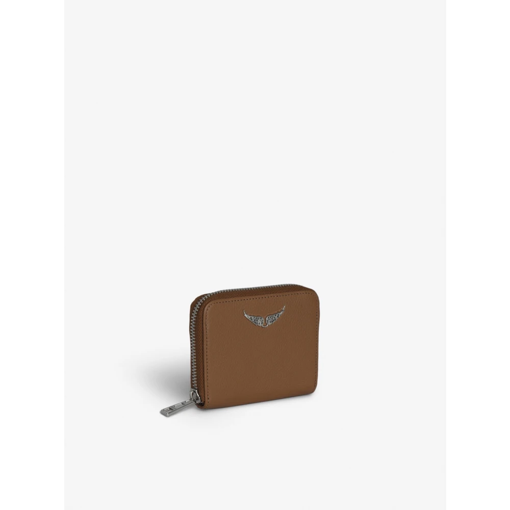 Zadig & Voltaire Bruin Leren Mini Portemonnee met Rits Brown Dames