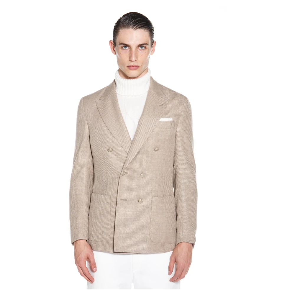 Eleventy Dubbelbreasted jas Fw23 Beige Heren