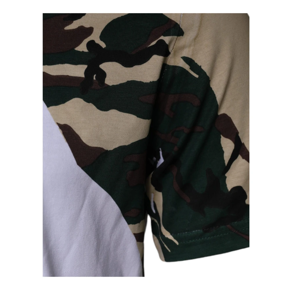 Dolce & Gabbana Camouflage Stars Crew Neck T-shirt White Heren