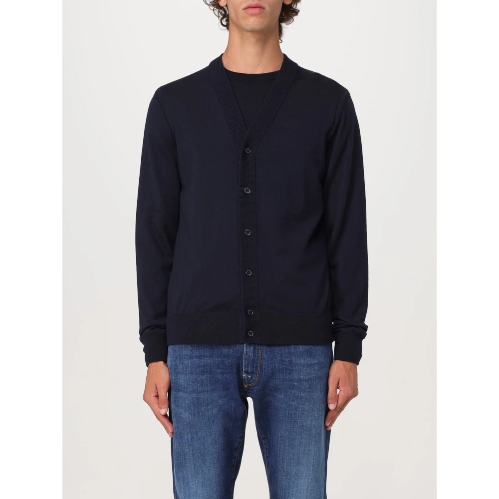 Paolo Pecora Blauwe Fijne Wol Vest Blue Heren