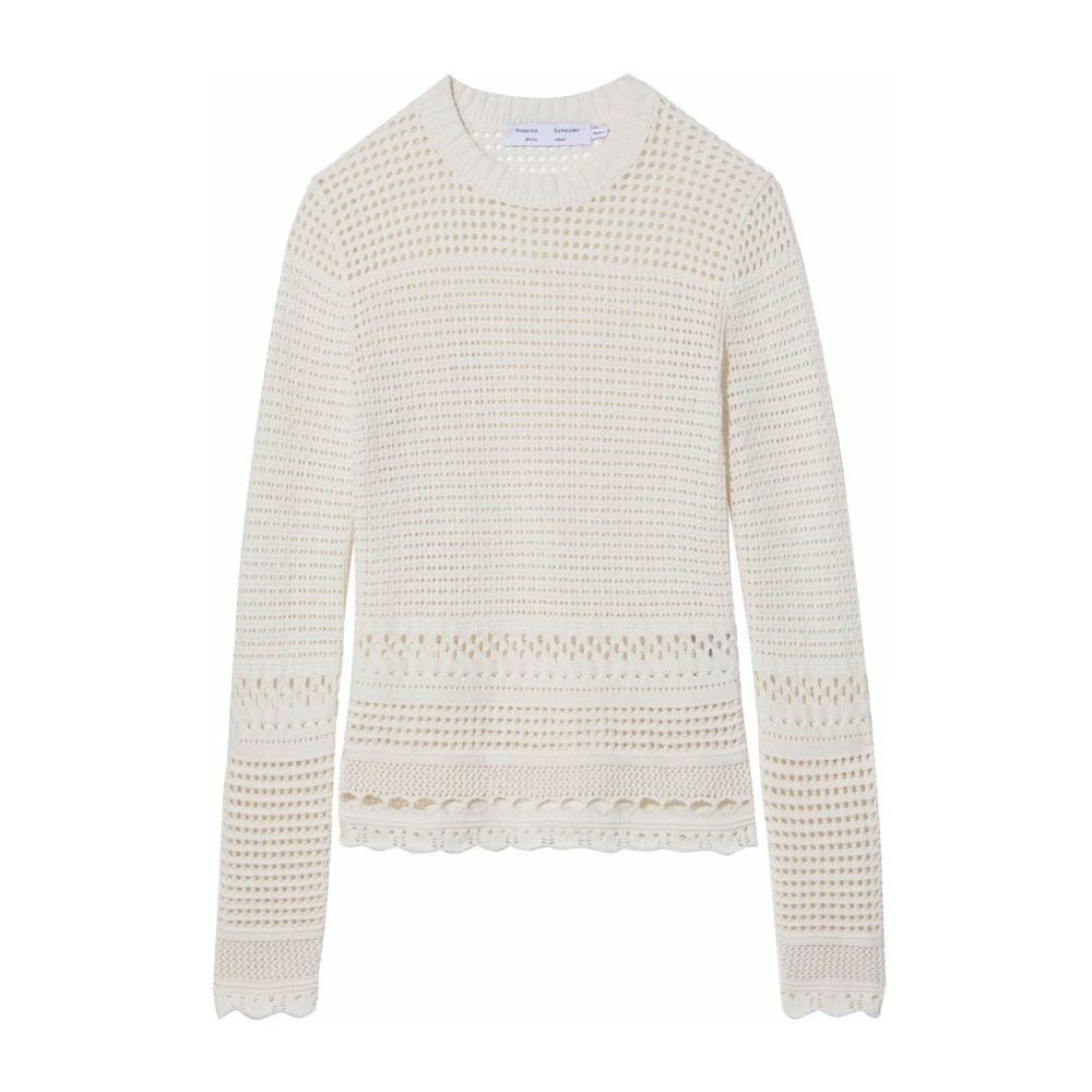 Proenza Schouler Witte Pointelle Casual Zijde Katoenen Blouse White Dames