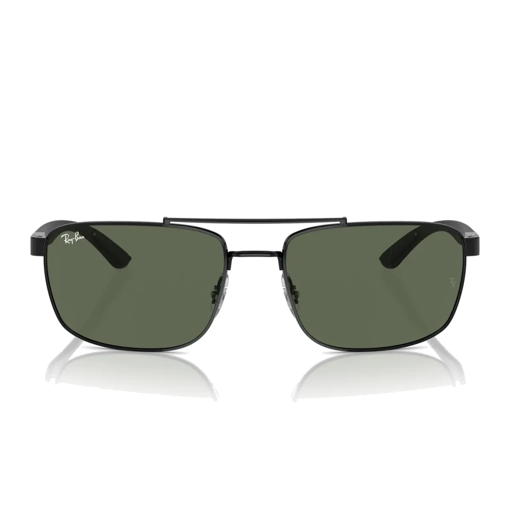 Ray-Ban Unisex Black Sunglasses, 59 Mm, Rectangular Sunglasses With Dark Green Lenses