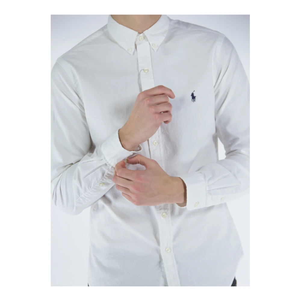 Ralph Lauren Lange mouw knoop-down overhemd White Heren