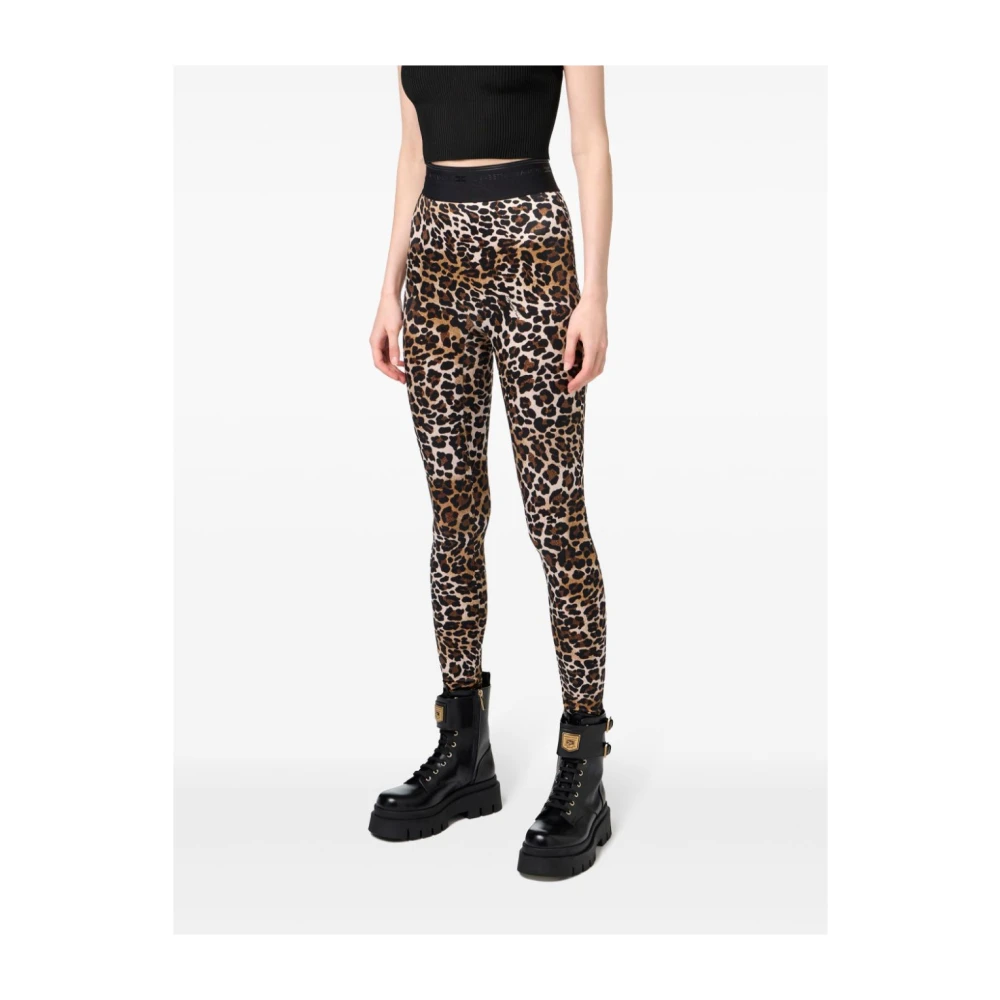 Elisabetta Franchi Dierenprint Slim Fit Leggings Brown Dames