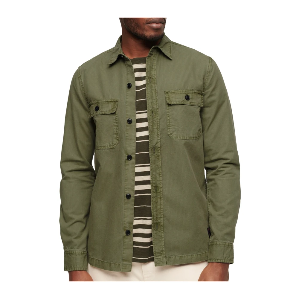 Superdry Militaire Overshirt Groene Shirts Green Heren