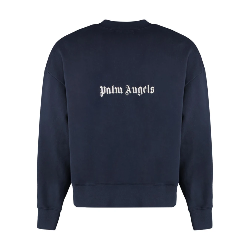 Palm Angels Herren Blau Crewneck Sweatshirt Mit Gothic Logo