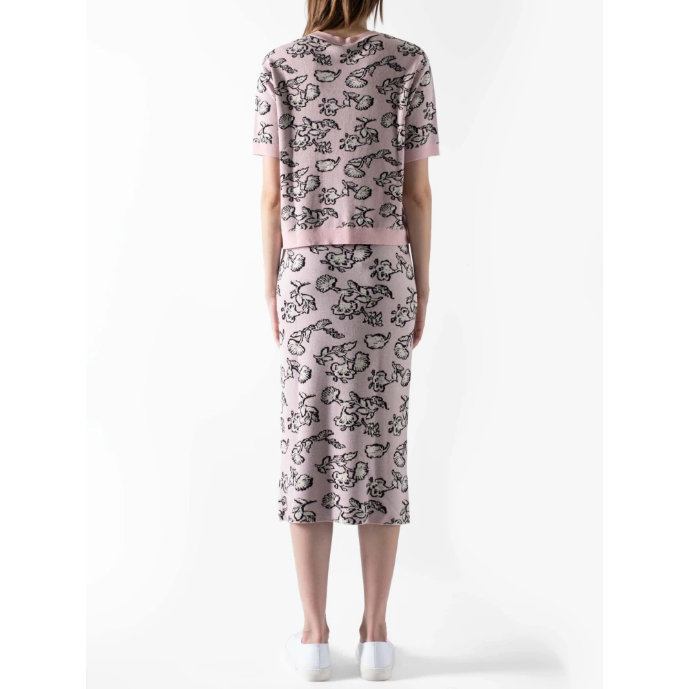 Max Mara Weekend Bloemen Gebreide Trui Pink Dames