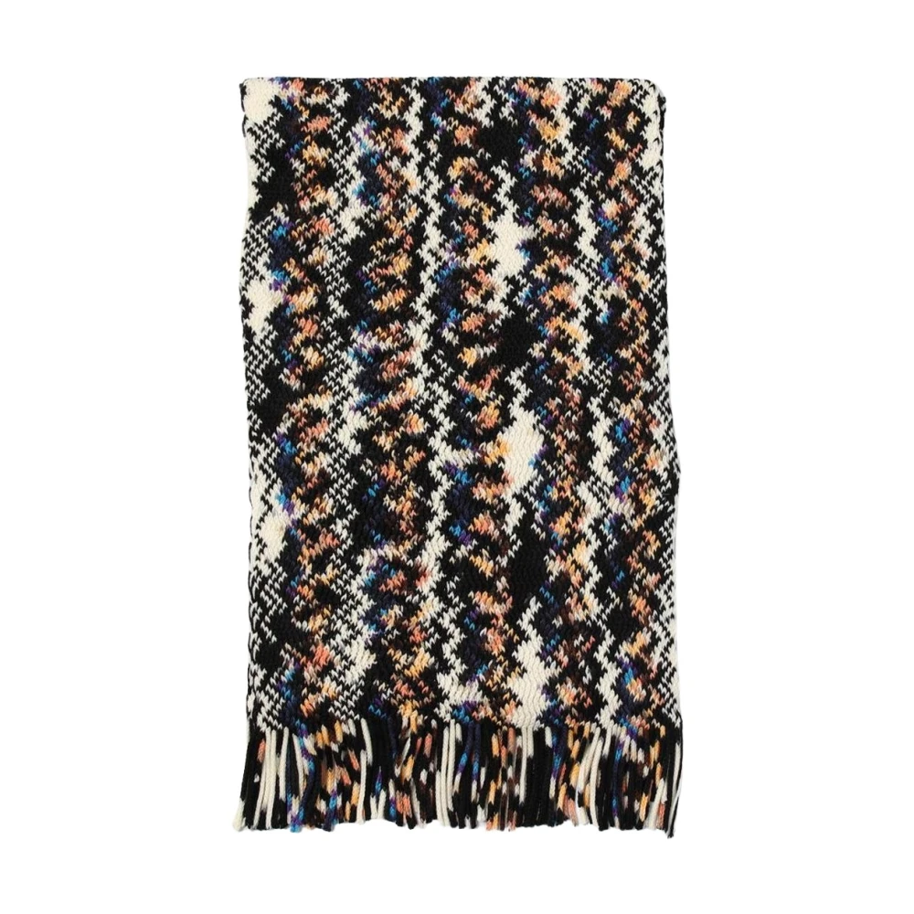 Missoni Men's Multicolor Winter Scarves, One Size, Plaid Fringe Scarf