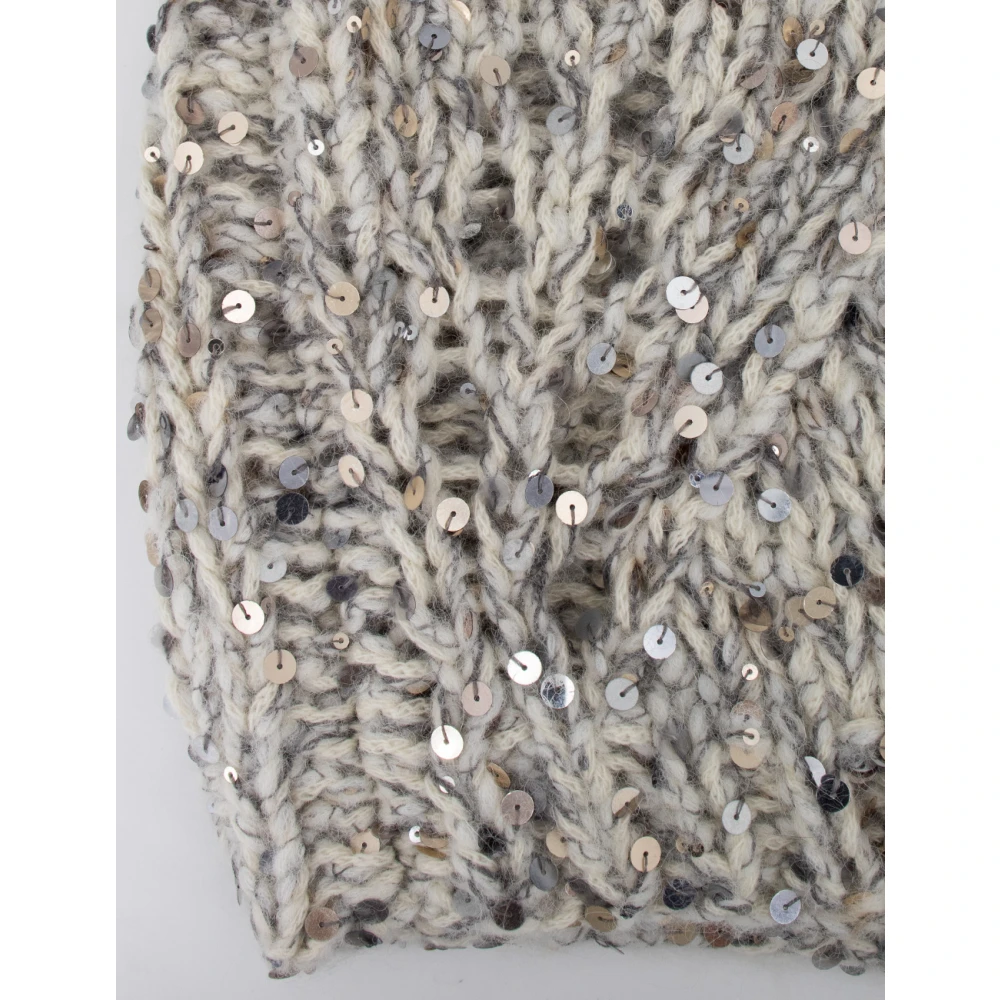 Panicale Geometrische Pailletten Crew-Neck Jumper Gray Dames