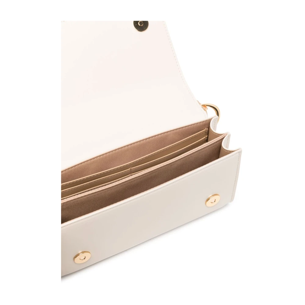 Love Moschino Beige Schoudertas met Vouwsluiting en Compartiment Beige Dames