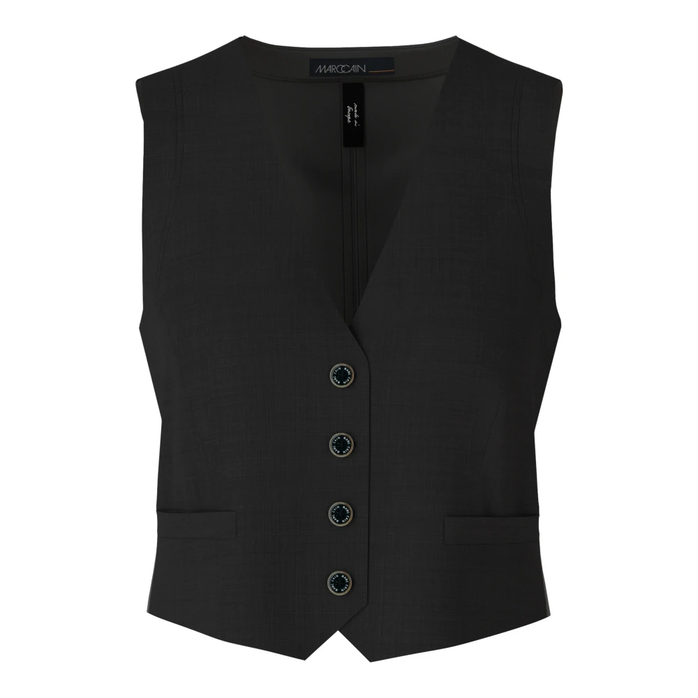 Marc Cain Aansluitende Vest met V-Hals Black Dames
