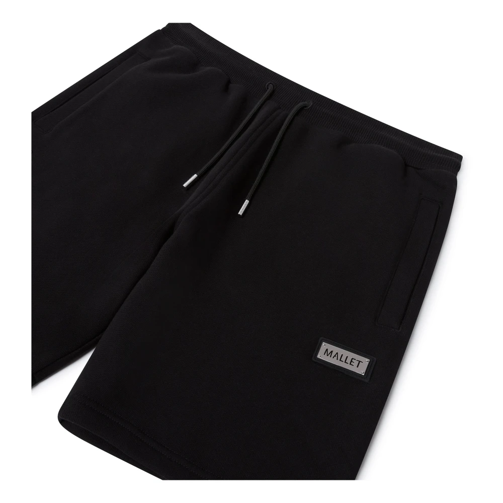 Mallet London Zwarte Plaque Shorts Comfort Stijl Black Heren