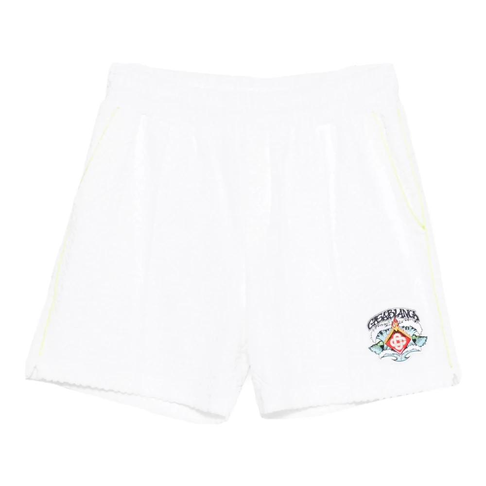 Casablanca Men's White Short Shorts, L, Towelling Monogram Shorts