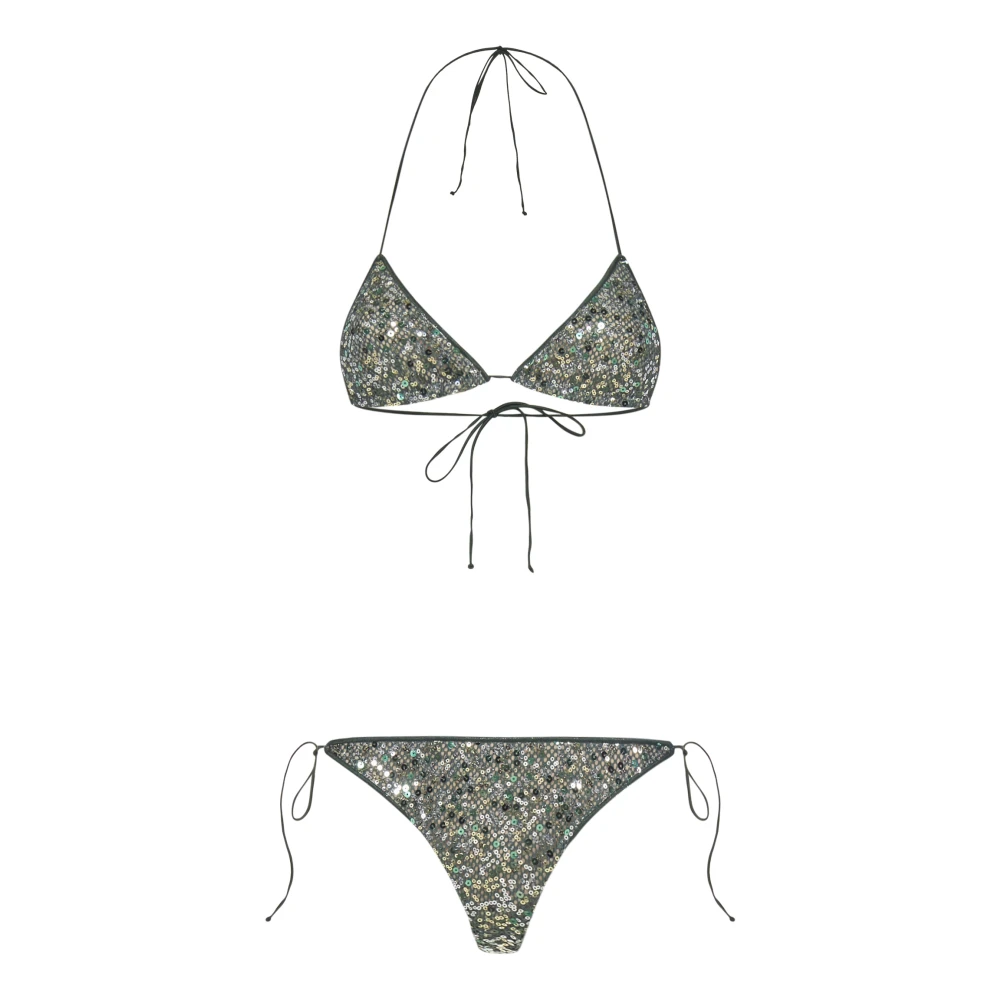 Oseree Metallisk Grön Triangel Bikini Baddräkt Green, Dam