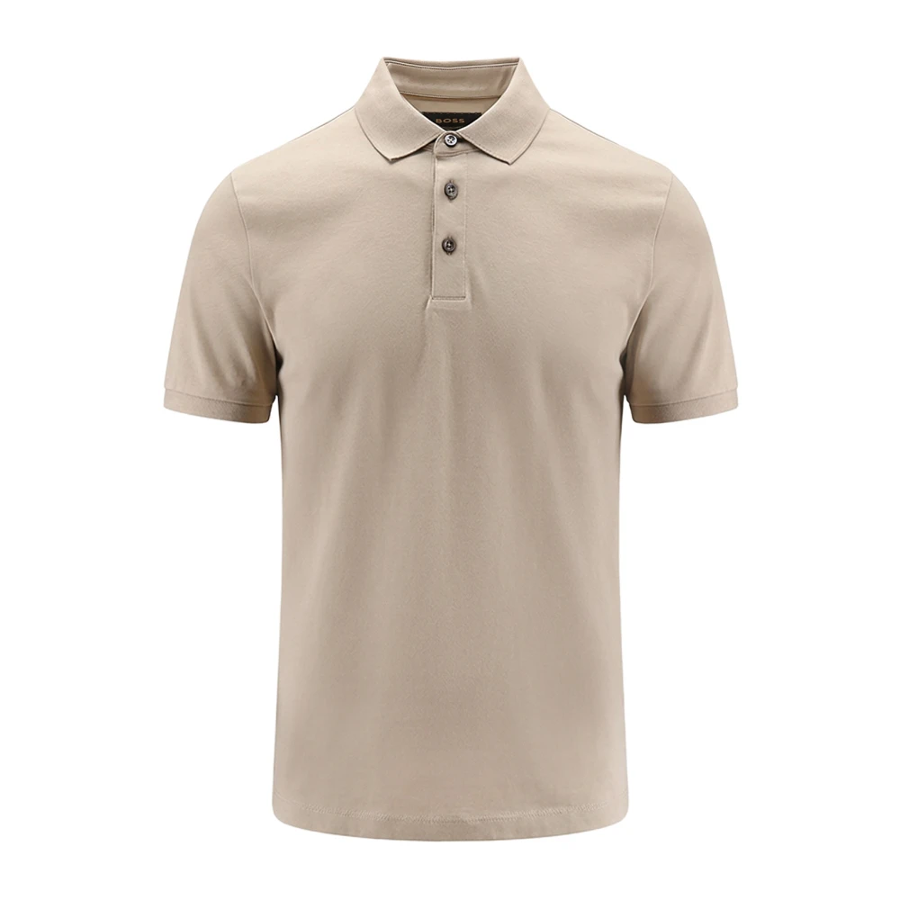 Hugo Mannelijk Beige Tops Heren, L, Katoen, Polo Shirt Met Drie Knopen