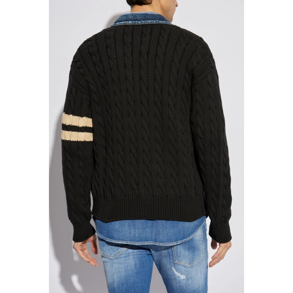 Dsquared2 Cardigan met denim inzetstukken Black Heren