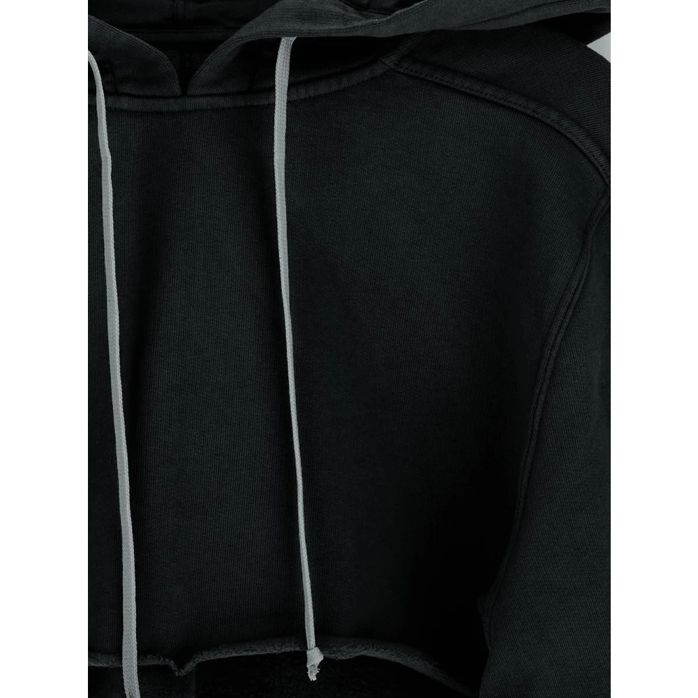 Rick Owens Katoenen Cropped Hoodie Black Dames