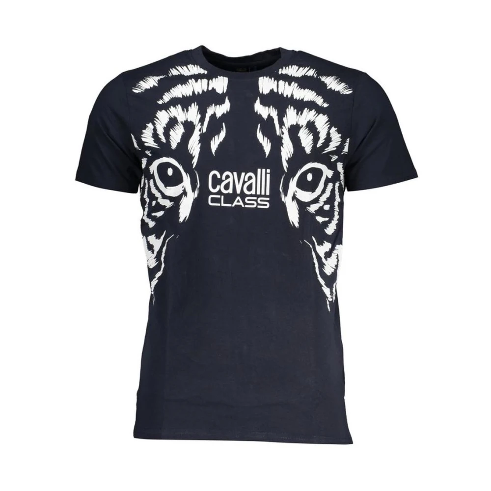 Cavalli Class Men's Blue Tiger Graphic Tee Short Sleeves