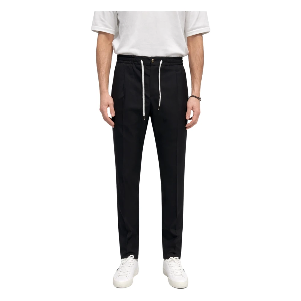 Pt Torino Men's Black Slim-Fit Trousers, M, Pantalone Soft