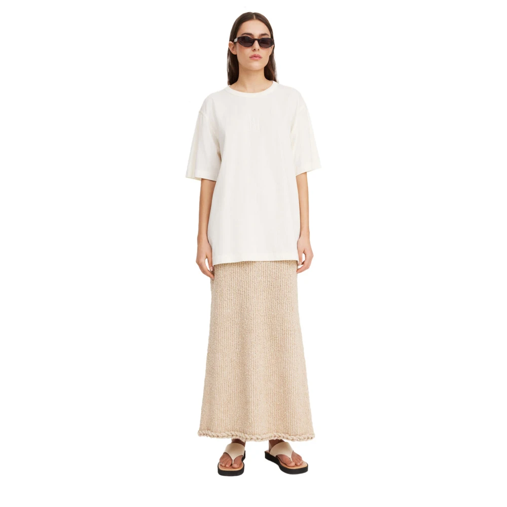 By Malene Birger Geborduurde Loose-Fit Katoenen T-Shirt By Herenne Birger White Dames