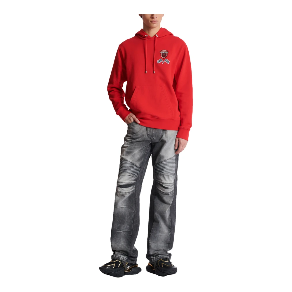 Balmain Racing hoodie Red Heren