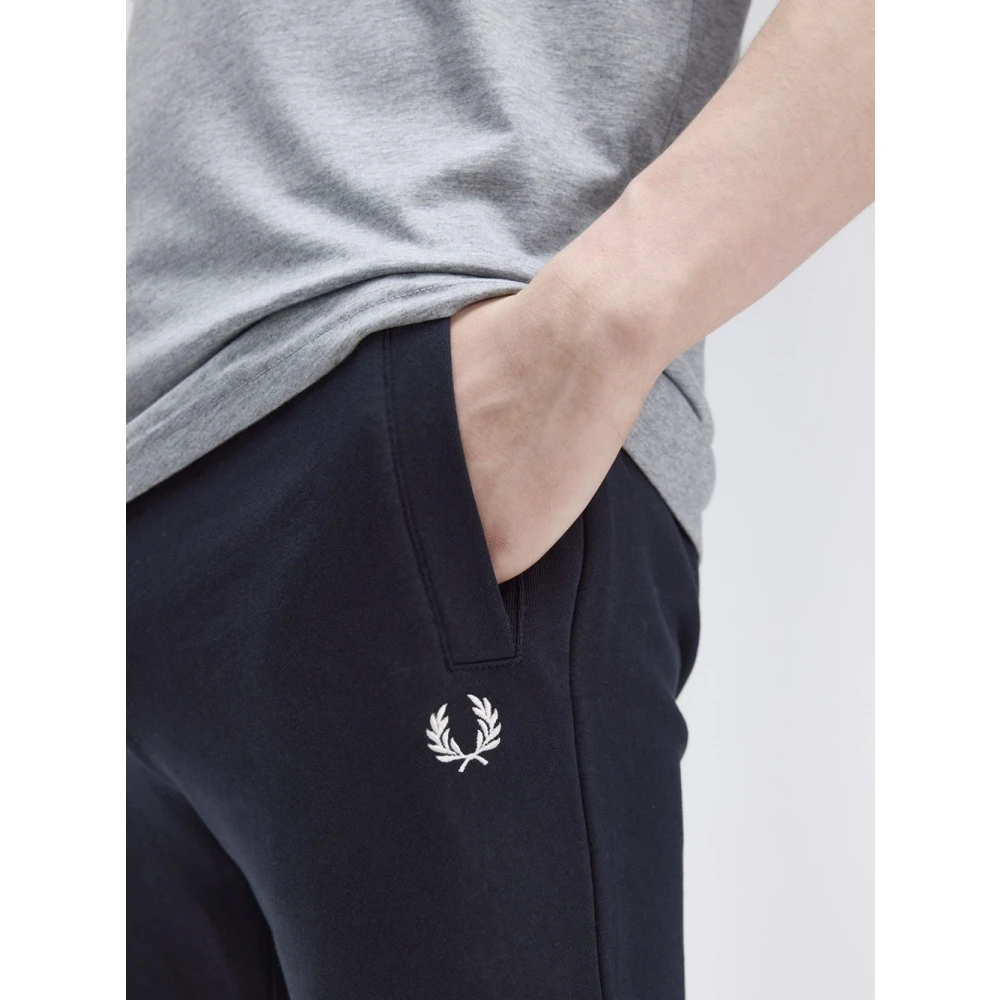 Fred Perry Blauwe Klassieke Sweatpants met Geribbelde Boorden Blue Heren