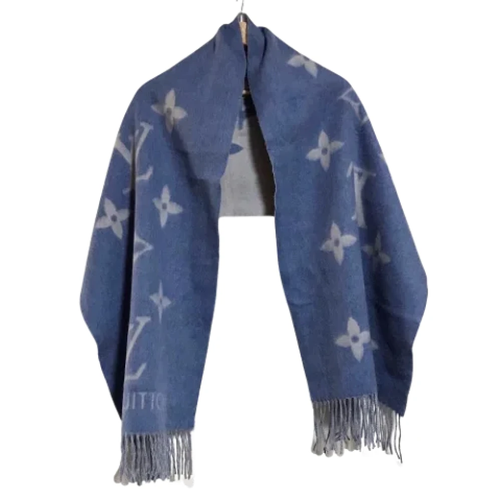 Louis Vuitton Vintage Pre-owned Wool scarves Blue Dames