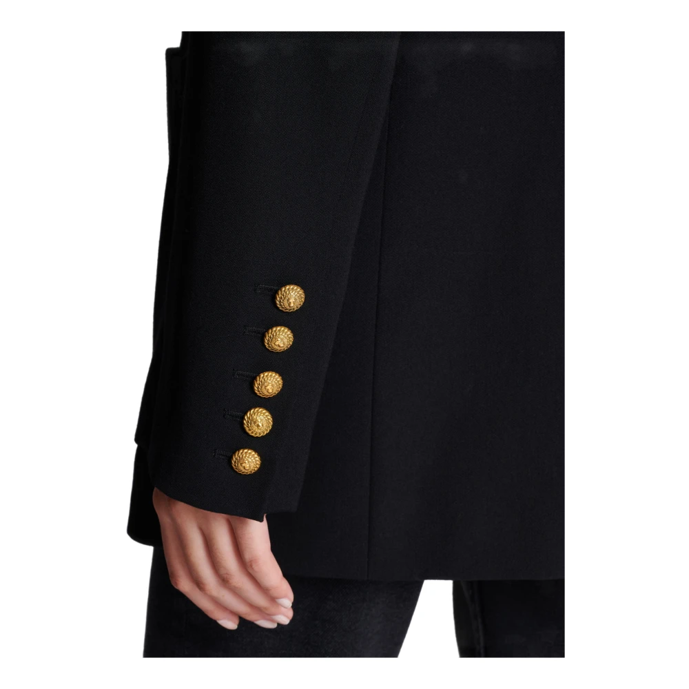 Balmain Wollen blazer met zes knopen Black Dames